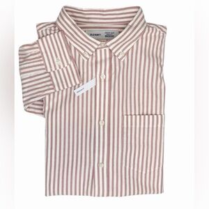 Old Navy Everyday Shirt XL Pink White Stripe Button Down Built-In Flex NWT